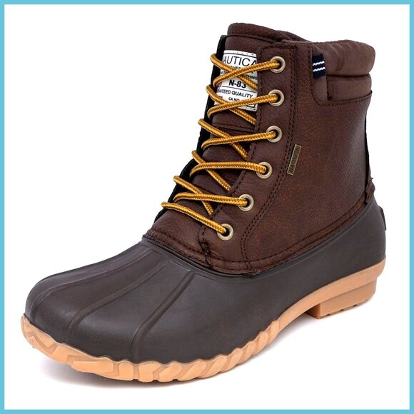 Waterproof Faux Leather Duck Boots Insulated Snow Rain Winter Lace-Up main image 6